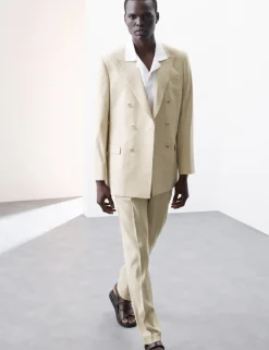 Tailored Fit Italian Performance Linen Blend Suit Trousers