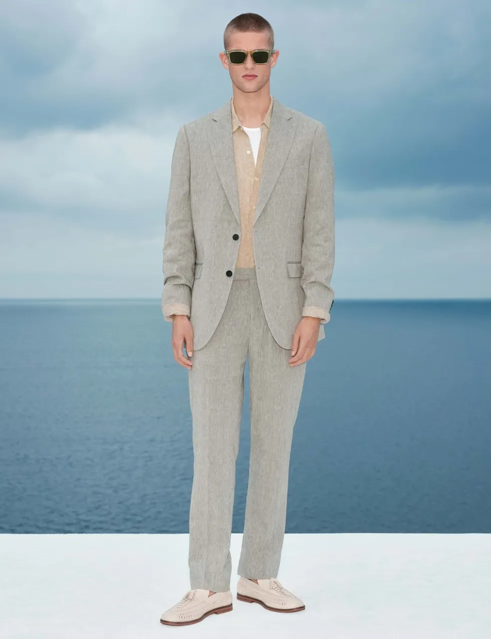 Tailored Fit Italian Performance Linen Blend Suit Trousers