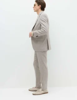 Tailored Fit Italian Performance Linen Blend Suit Trousers