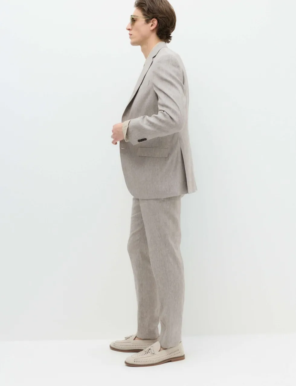 Tailored Fit Italian Performance Linen Blend Suit Trousers