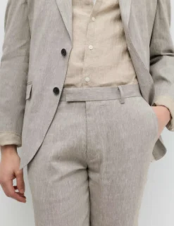 Tailored Fit Italian Performance Linen Blend Suit Trousers