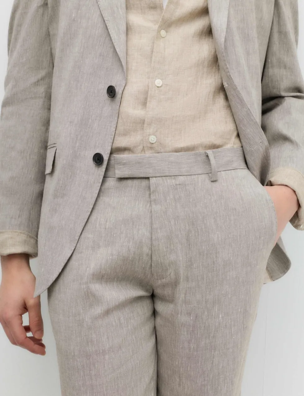 Tailored Fit Italian Performance Linen Blend Suit Trousers