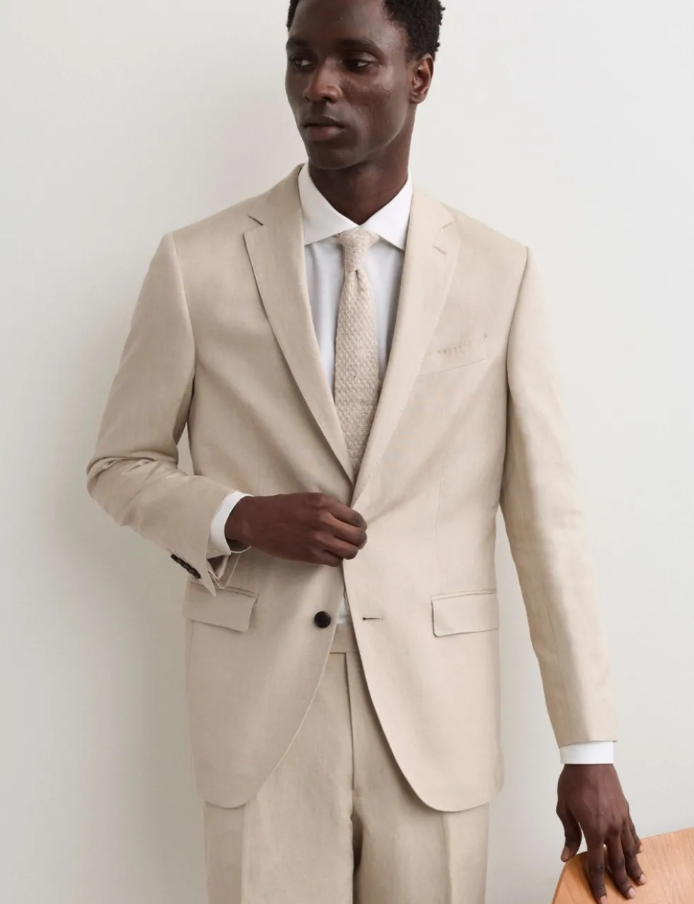 Tailored Fit Italian Silk & Linen Suit Jacket