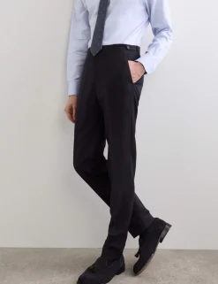 Tailored Fit Italian Silk & Linen Suit Trousers