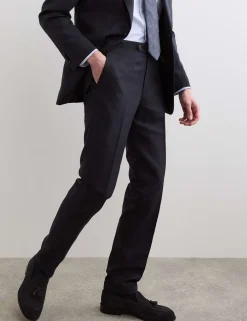 Tailored Fit Italian Silk & Linen Suit Trousers