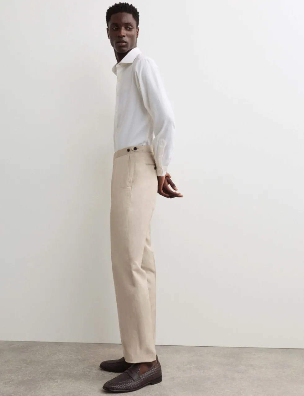 Tailored Fit Italian Silk & Linen Suit Trousers