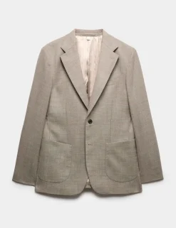 Tailored Fit Italian Wool Rich Blazer with Silk