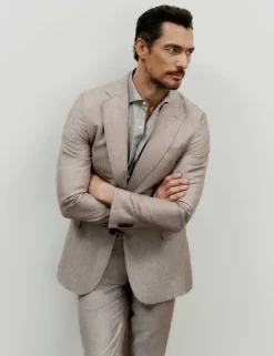 Tailored Fit Italian Wool Linen Blend Suit Jacket
