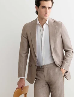 Tailored Fit Italian Wool Linen Blend Suit Jacket