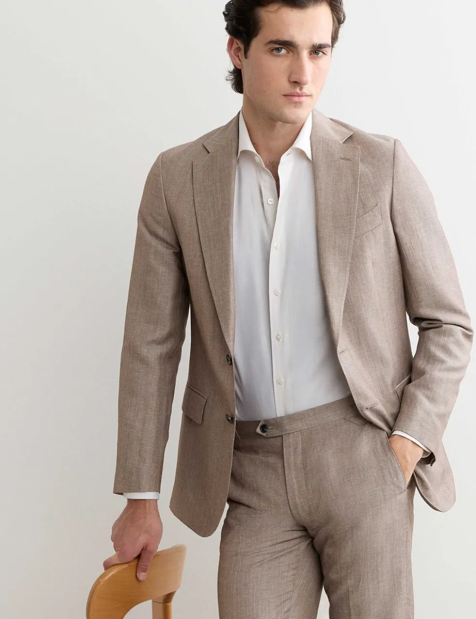 Tailored Fit Italian Wool Linen Blend Suit Jacket