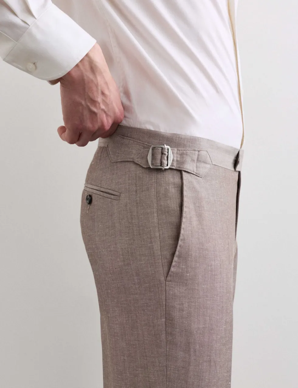 Tailored Fit Italian Wool Linen Blend Suit Trousers