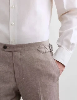 Tailored Fit Italian Wool Linen Blend Suit Trousers