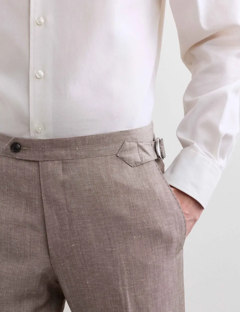 Tailored Fit Italian Wool Linen Blend Suit Trousers