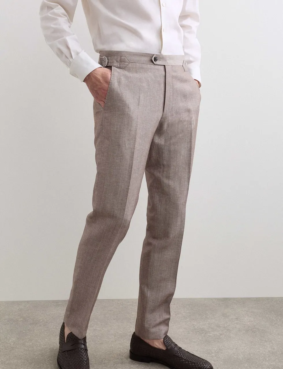 Tailored Fit Italian Wool Linen Blend Suit Trousers