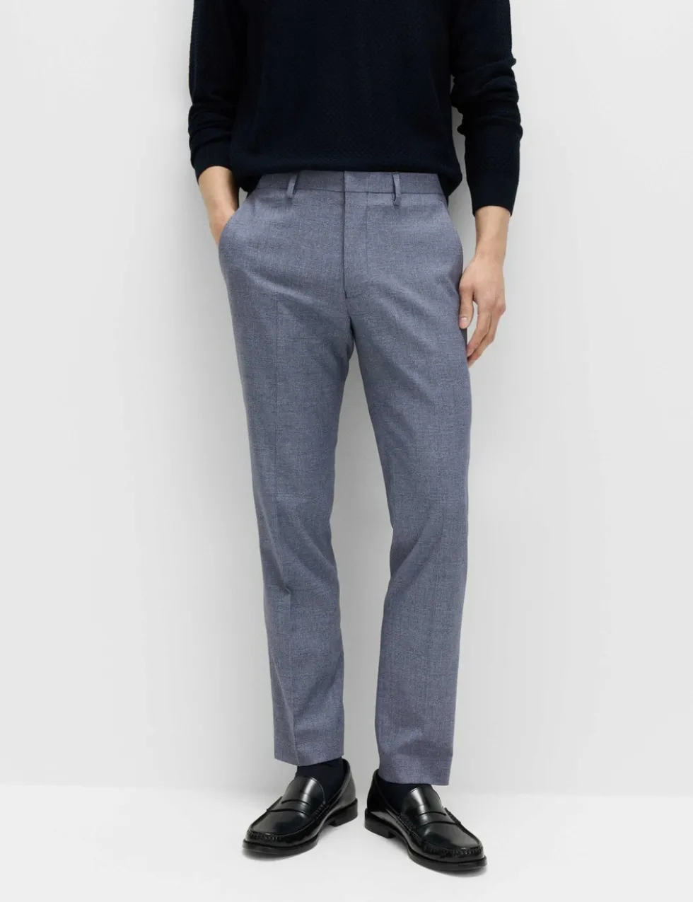 Tailored Fit Micro Grid Trousers