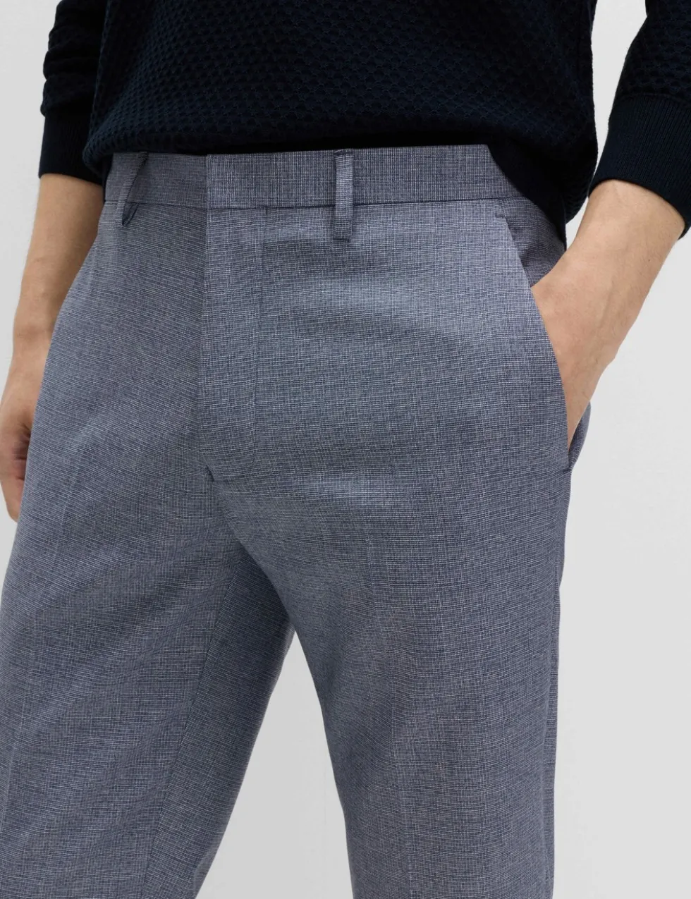Tailored Fit Micro Grid Trousers