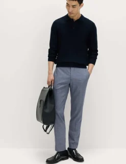 Tailored Fit Micro Grid Trousers