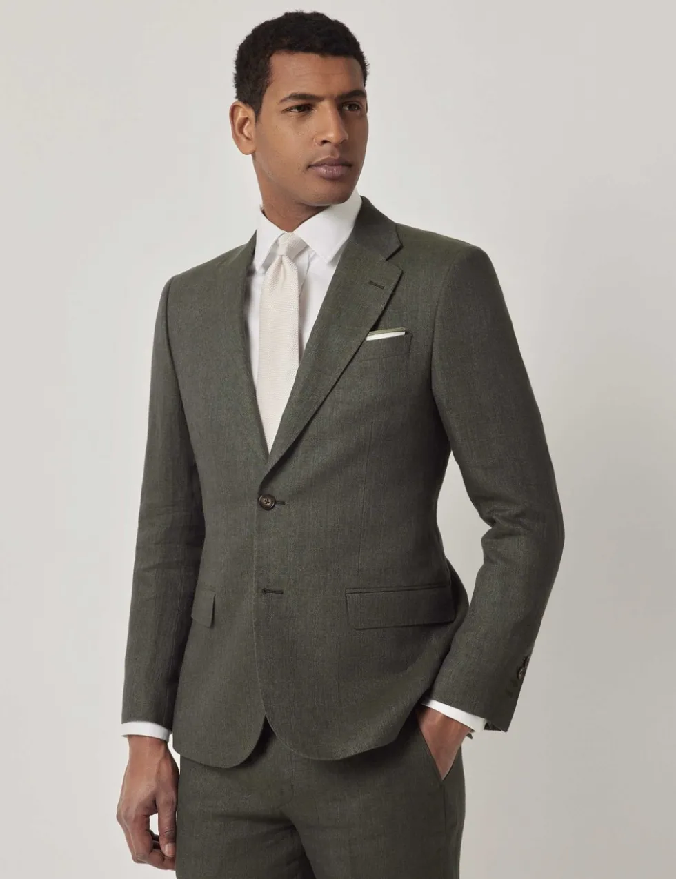 Tailored Fit Pure Italian Linen Suit Jacket
