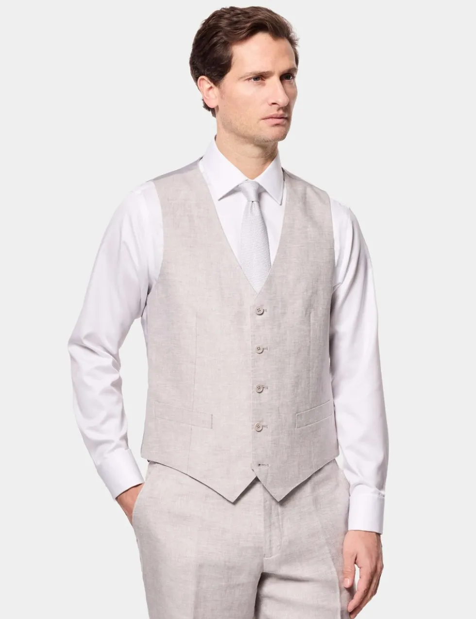 Tailored Fit Pure Linen Waistcoat