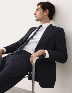 Tailored Fit Pure Wool Check Suit Jacket