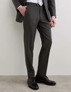 Tailored Fit Pure Wool Twill Suit Trousers