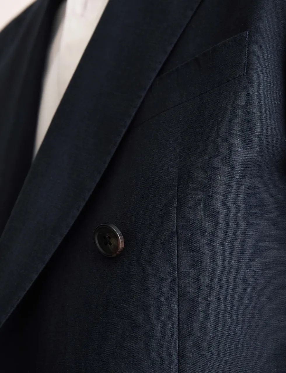 Tailored Fit Silk & Linen Blend Double Breasted Suit Jacket