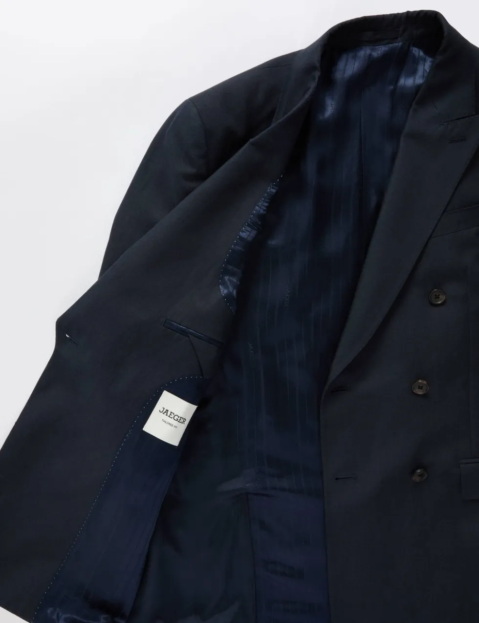 Tailored Fit Silk & Linen Blend Double Breasted Suit Jacket