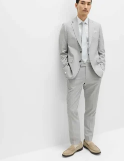 Tailored Fit Textured Stretch Suit Trousers