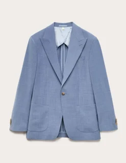 Tailored Fit Wool Blend Hopsack Stretch Suit Jacket