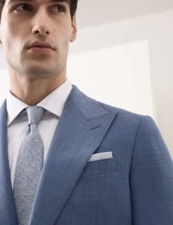 Tailored Fit Wool Blend Hopsack Stretch Suit Jacket
