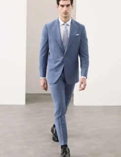 Tailored Fit Wool Blend Hopsack Stretch Suit Jacket