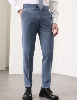 Tailored Fit Wool Blend Hopsack Suit Trousers