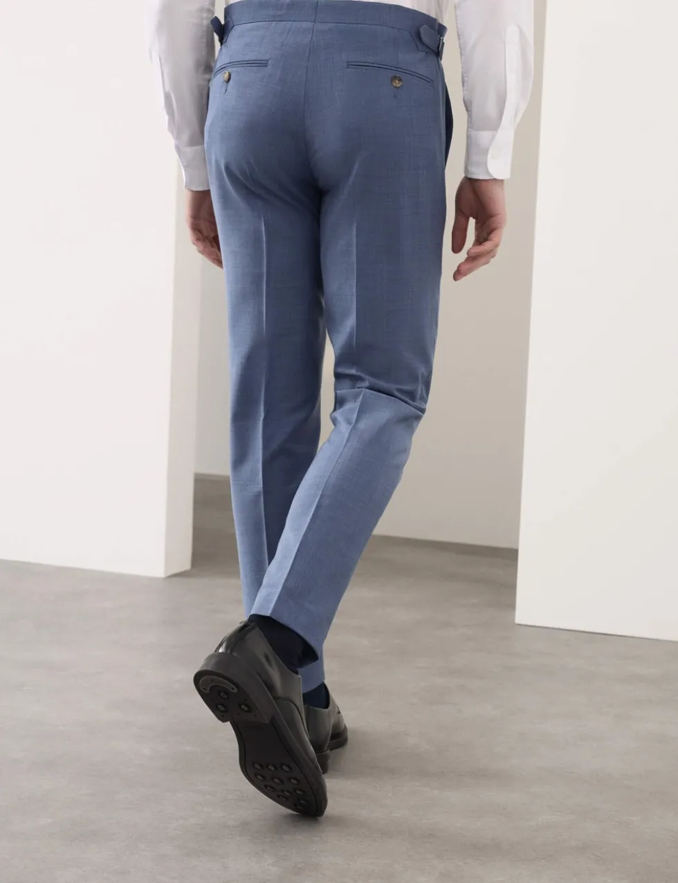 Tailored Fit Wool Blend Hopsack Suit Trousers