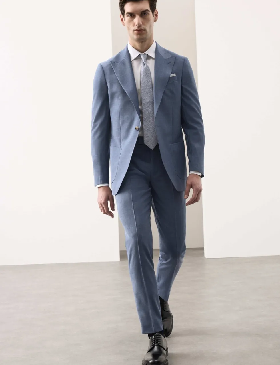 Tailored Fit Wool Blend Hopsack Suit Trousers