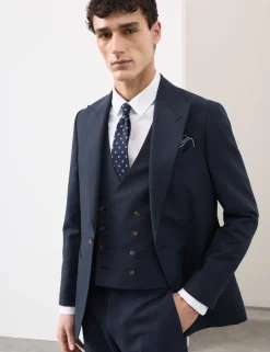 Tailored Fit Wool Blend Textured Suit Jacket