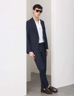 Tailored Fit Wool Blend Textured Suit Jacket