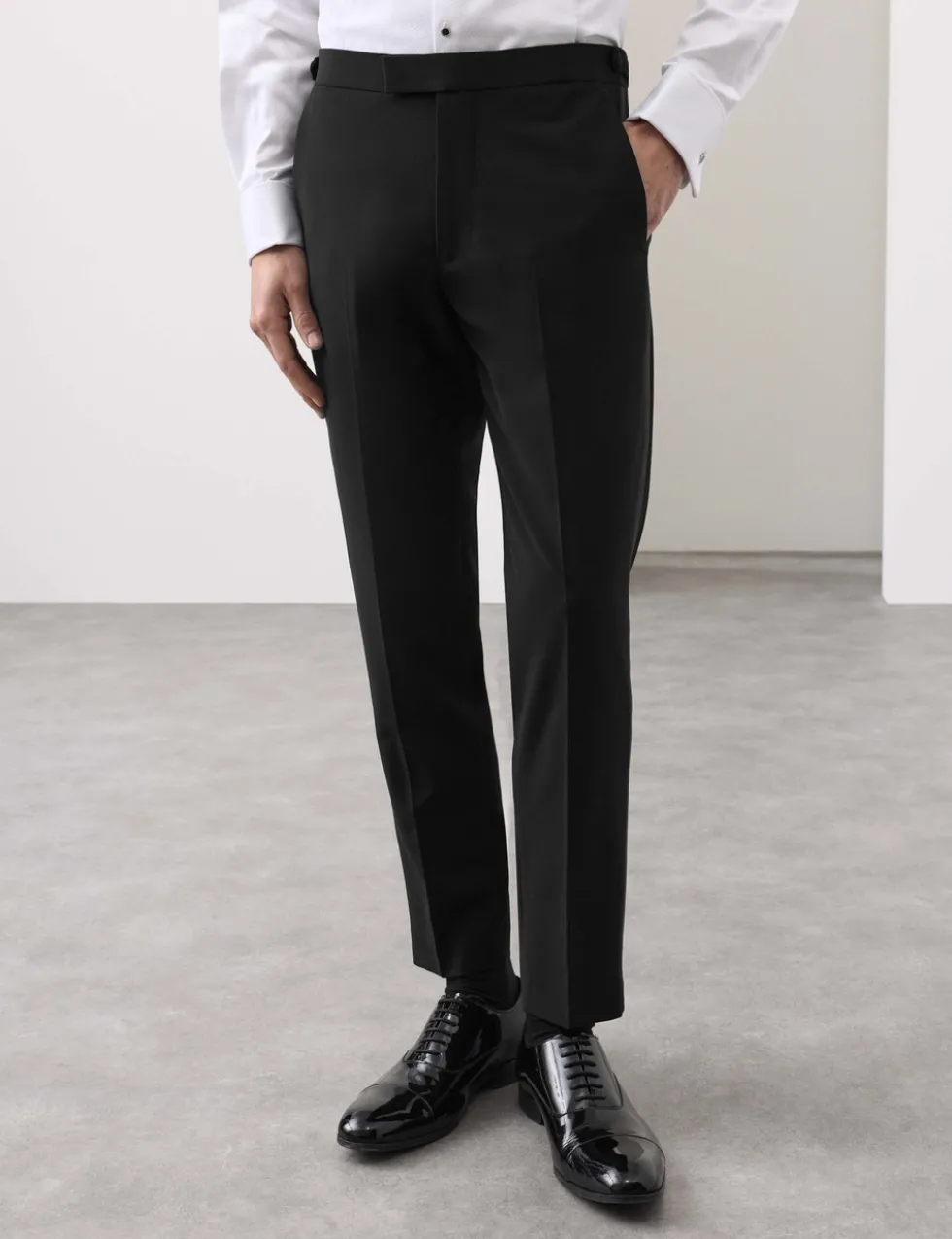 Tailored Fit Wool Blend Tuxedo Trousers