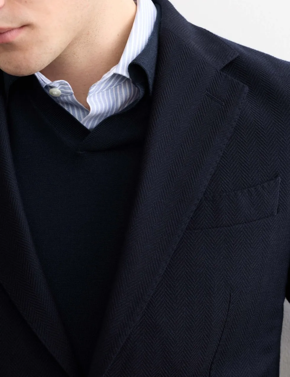 Tailored Fit Wool Herringbone Blazer