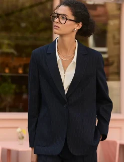 Tailored Pinstripe Blazer with Wool