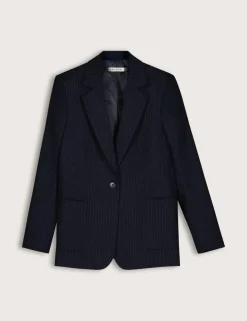 Tailored Pinstripe Blazer with Wool