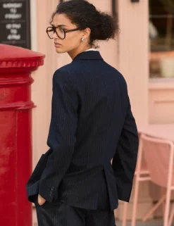 Tailored Pinstripe Blazer with Wool