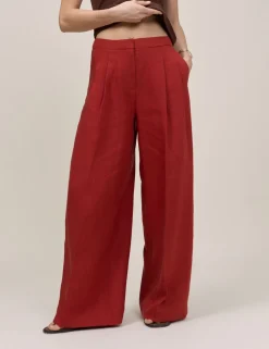 Tailored Relaxed Wide Leg Trousers with Linen
