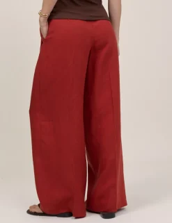 Tailored Relaxed Wide Leg Trousers with Linen