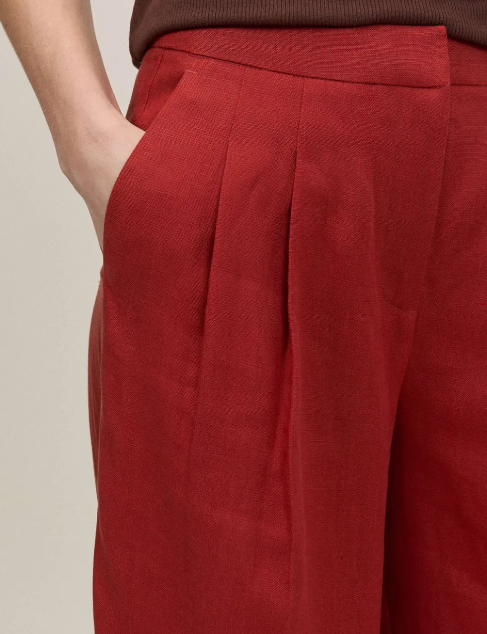 Tailored Relaxed Wide Leg Trousers with Linen