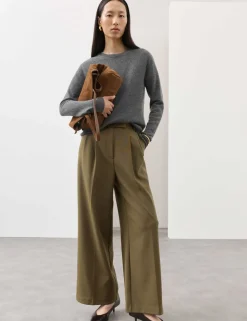 Tailored Wide Leg Trousers with Wool