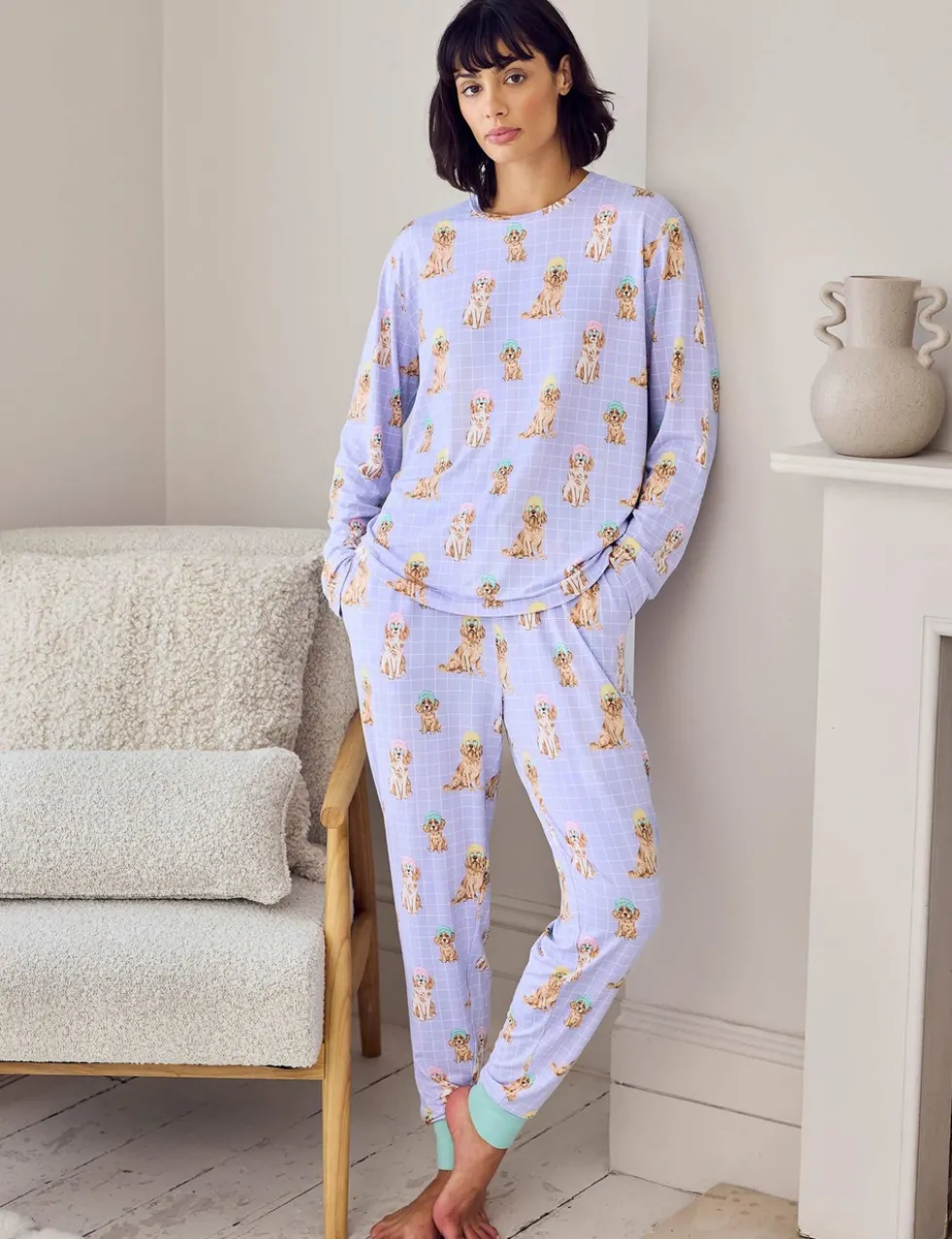 Tall Dog Print Crew Neck Pyjama Set