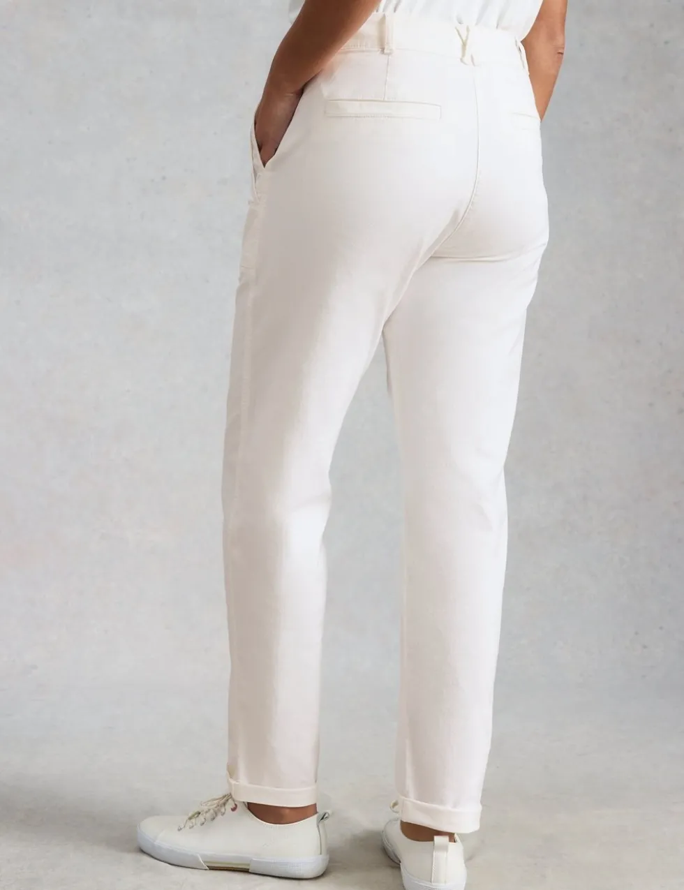 Tapered Ankle Grazer Chinos with Linen