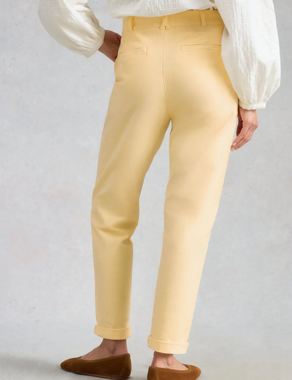 Tapered Ankle Grazer Chinos with Linen