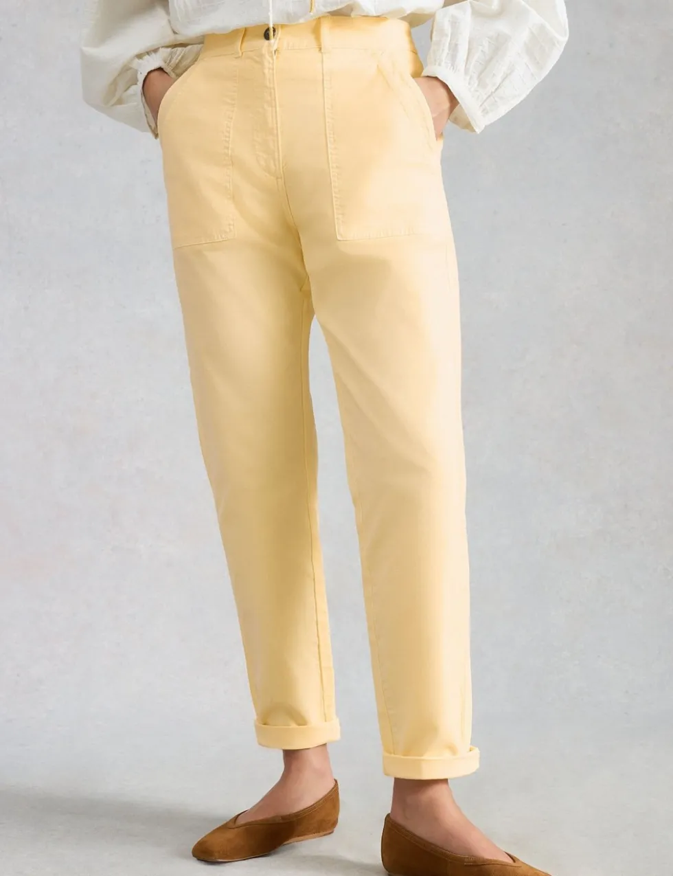 Tapered Ankle Grazer Chinos with Linen