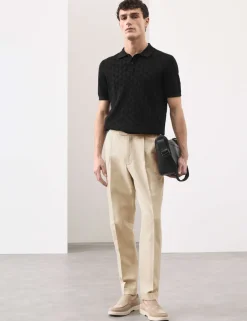 Tapered Fit Cotton Linen Blend Trousers